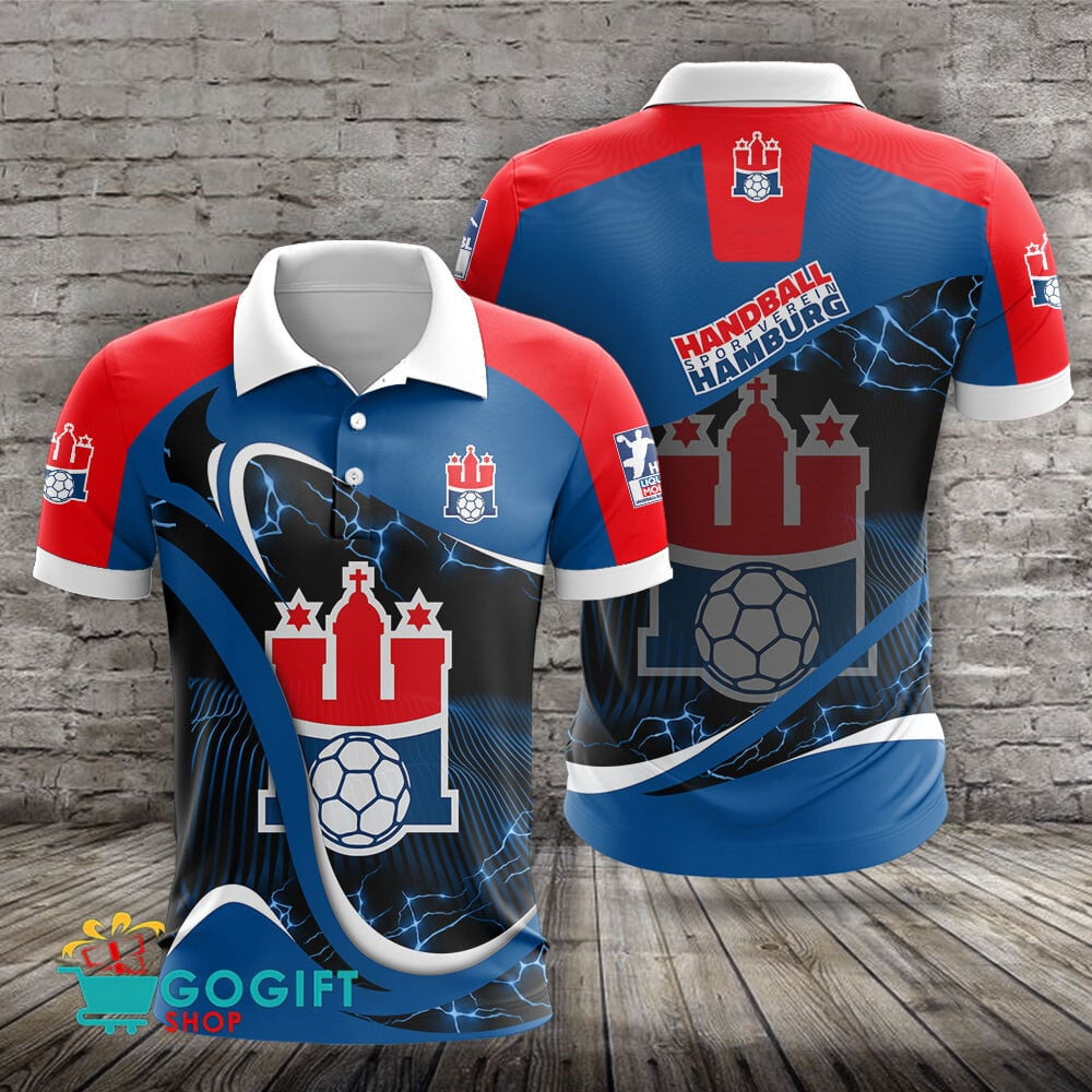 HSV Hamburg Poloshirt Donner Design mit individuellem Namen