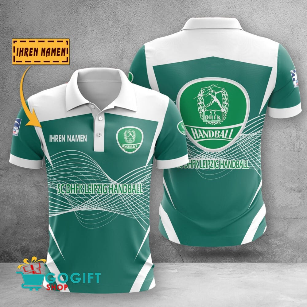 SC DHfK Leipzig Poloshirt Schallwellen Design mit individuellem Namen