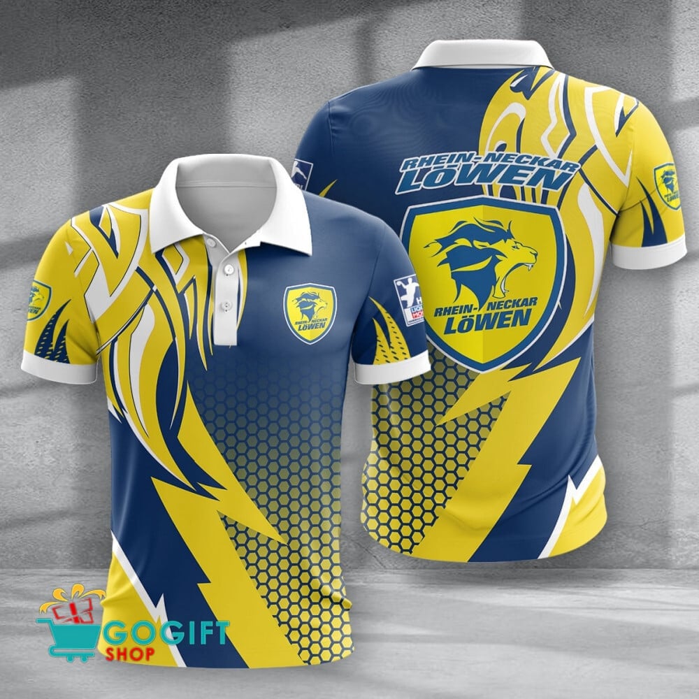 Rhein Neckar Löwen Poloshirt Feuerpunkt Design mit individuellem Namen