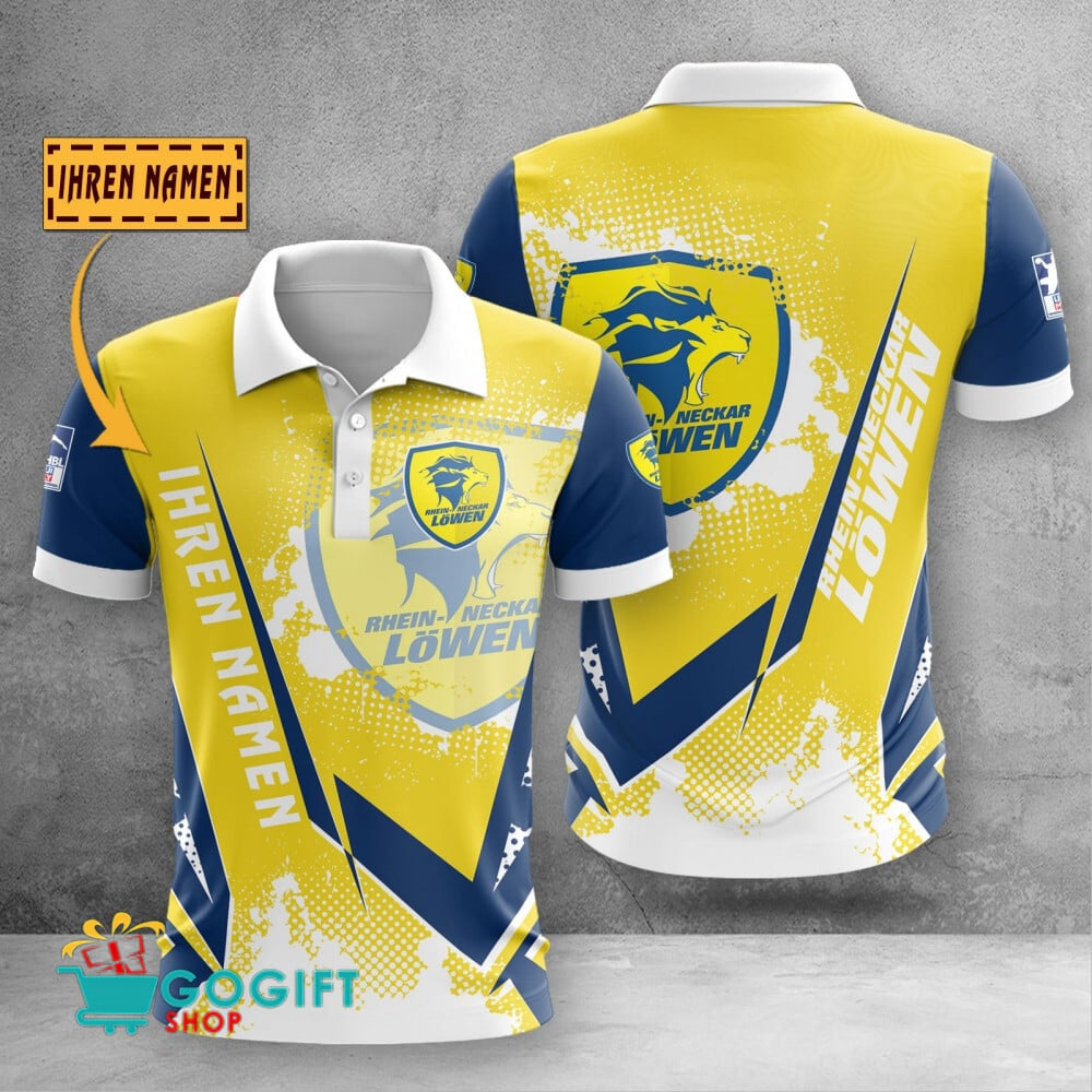 Rhein Neckar Löwen Poloshirt Schuppen Design mit individuellem Namen