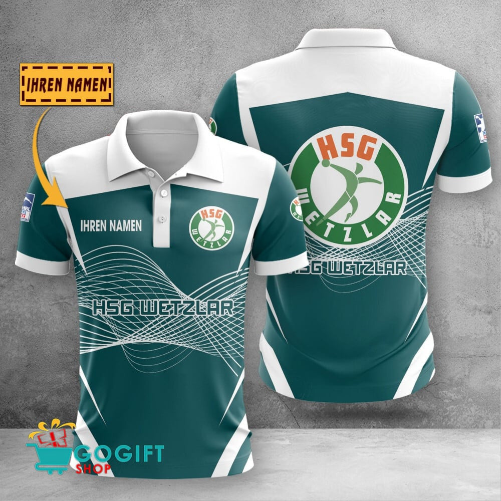 HSG Wetzlar Poloshirt Schallwellen Design mit individuellem Namen