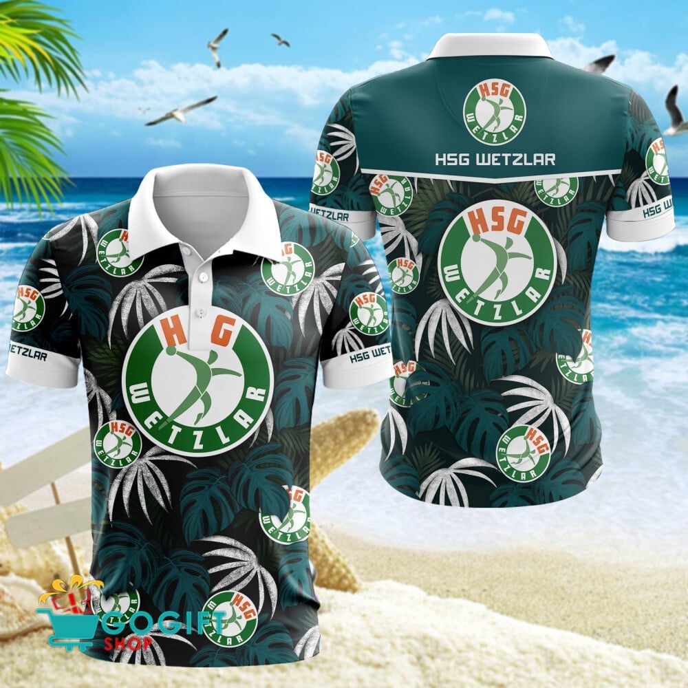 HSG Wetzlar Poloshirt Großes Logo im tropischen Stil