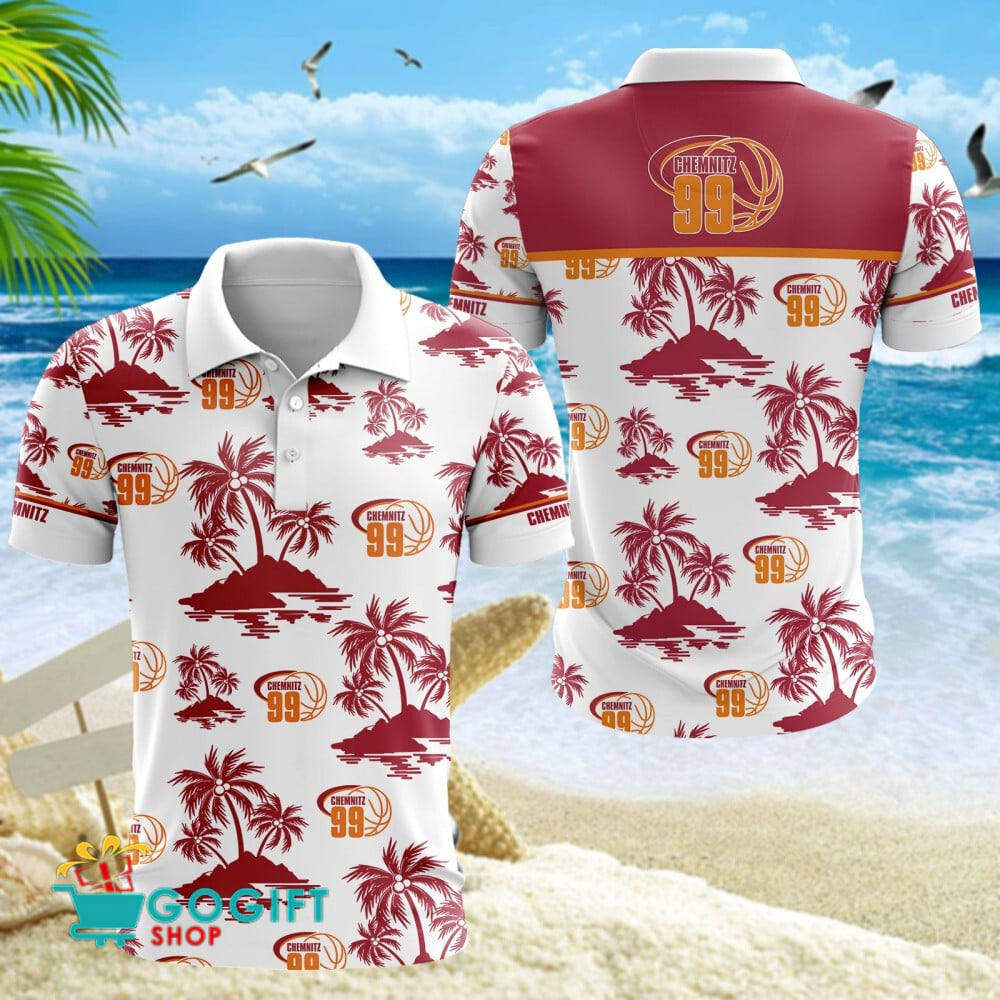 Niners Chemnitz Basketball Bundesliga Poloshirt Teamlogo von Coconut Island Rot Weiß