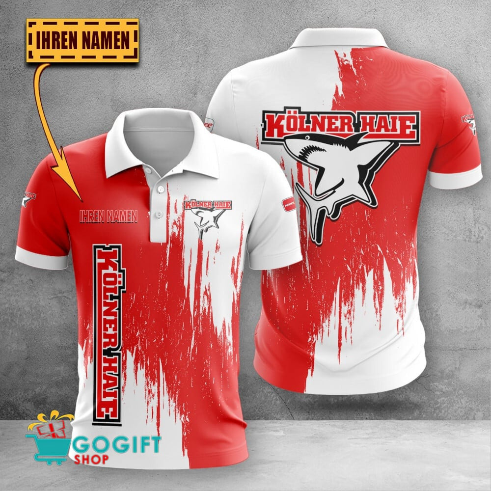 Kölner Haie Poloshirt Kratz Design mit individuellem Namen