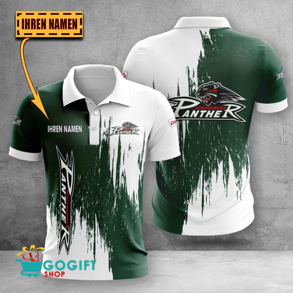 Augsburger Panther Poloshirt Kratz Design mit individuellem Namen