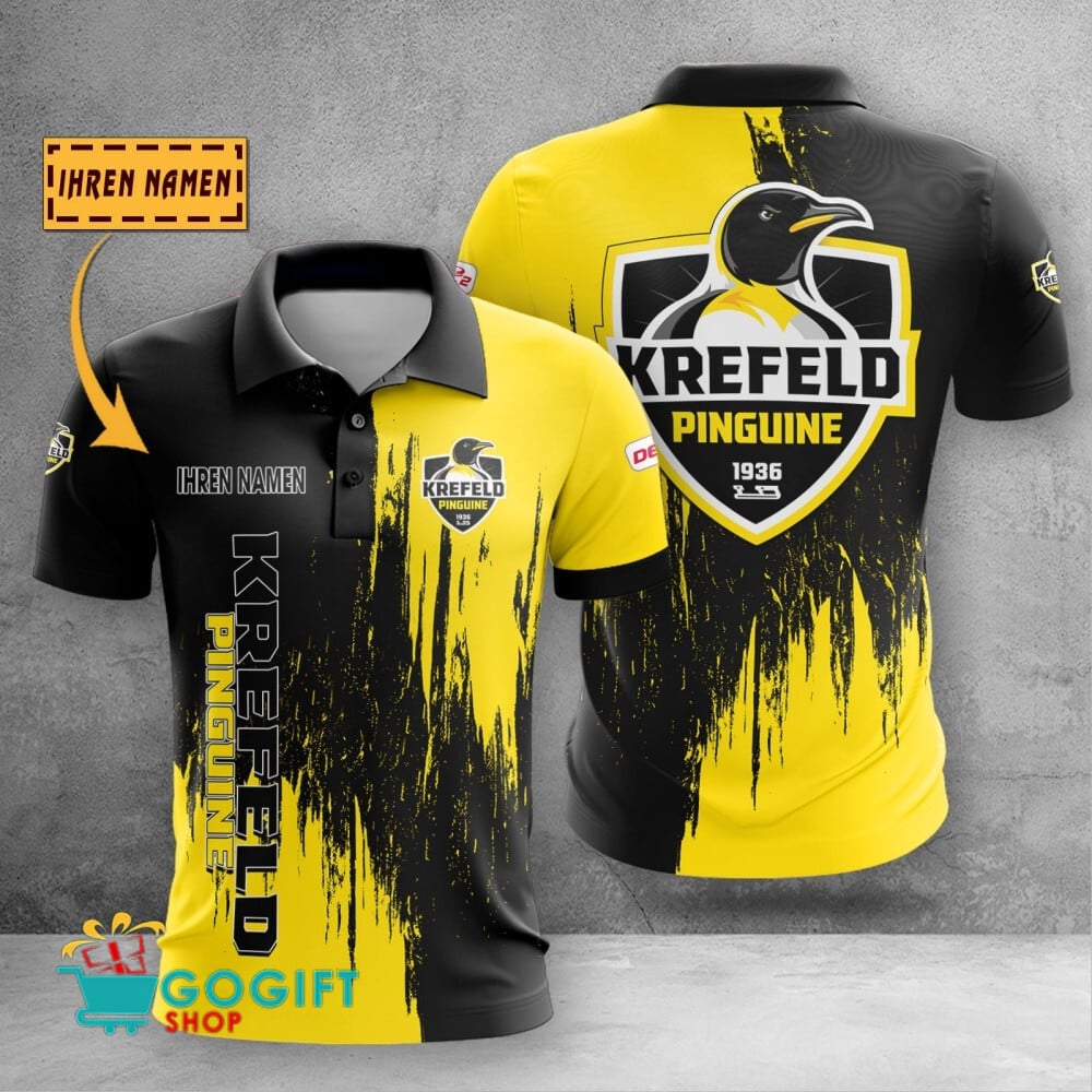 Krefeld Pinguine Poloshirt Kratz Design mit individuellem Namen