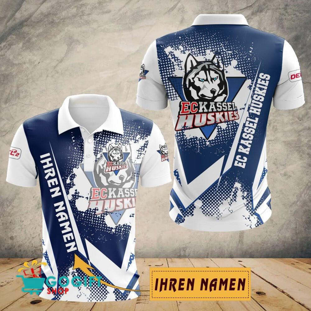 EC Kassel Huskies Poloshirt Schuppen Design mit individuellem Namen