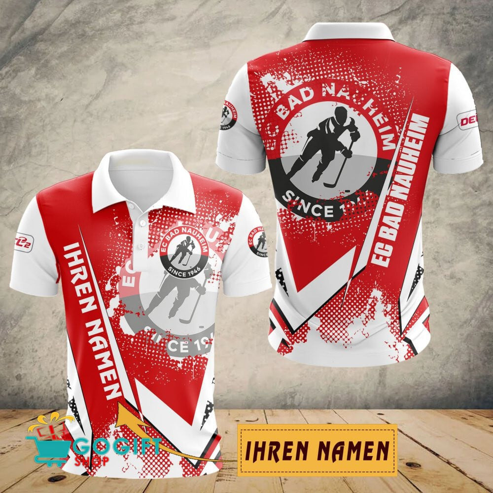 EC Bad Nauheim Poloshirt mit individuellem Namen Schuppen Design