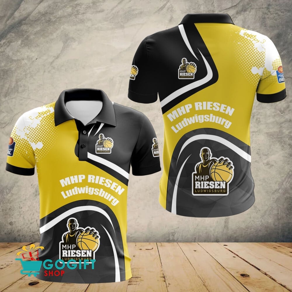MHP RIESEN Ludwigsburg Poloshirt Schulter Farbspritzer Design Teamfarben
