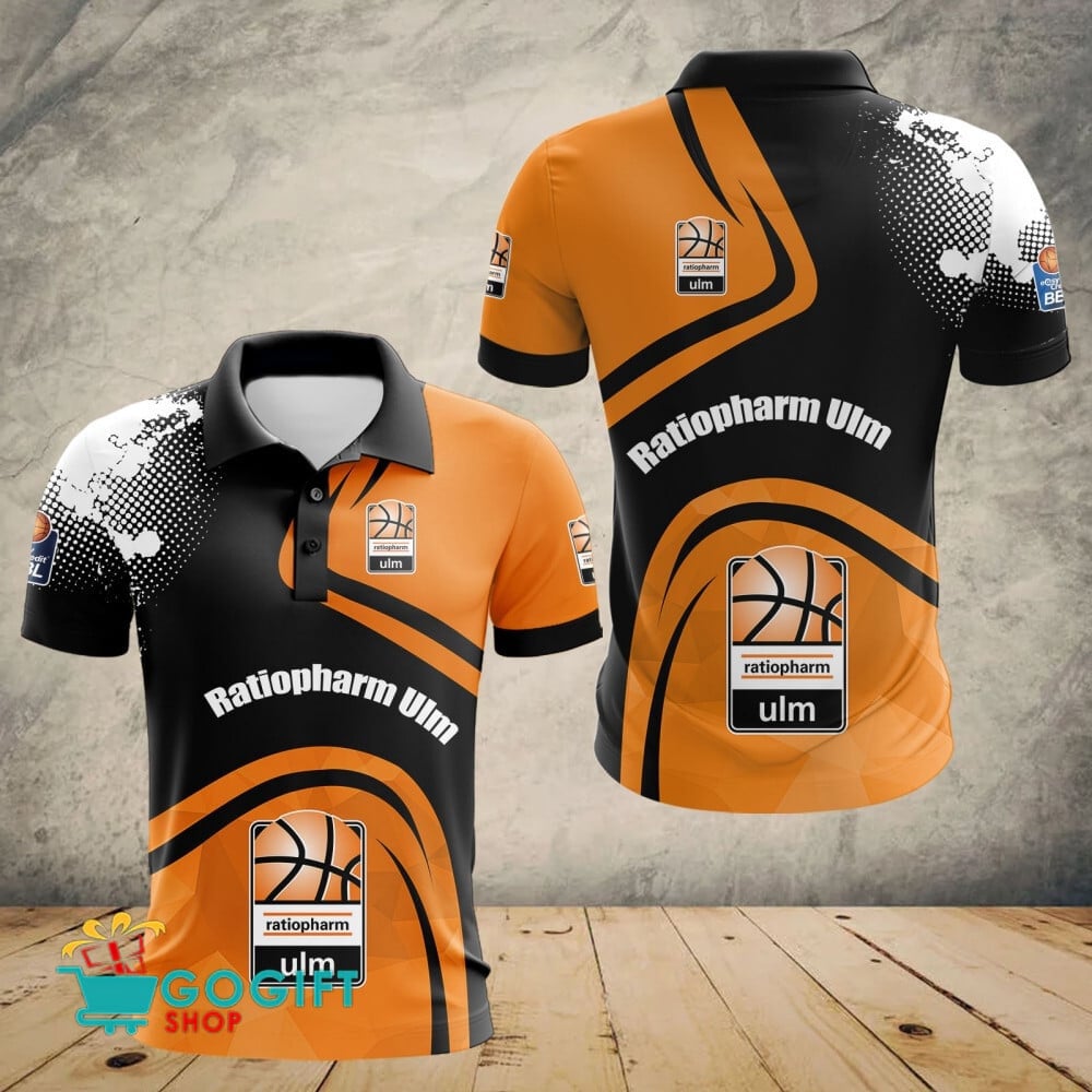 Ratiopharm Ulm Poloshirt Schulter Farbspritzer Design Teamfarben