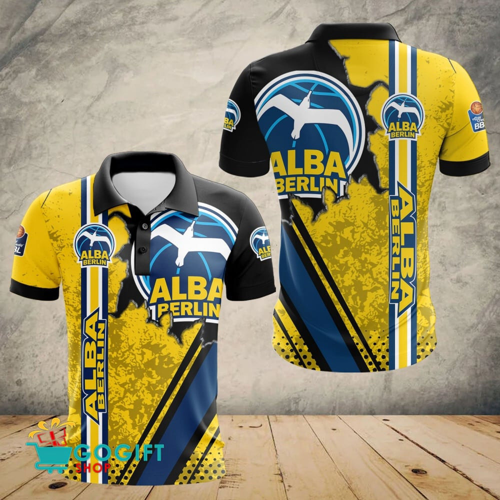 Alba Berlin Poloshirt Durchbrechen Sie das Mauermuster