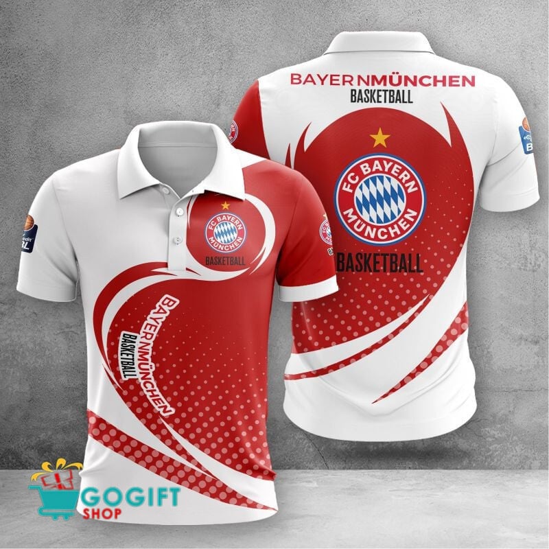 FC Bayern Munich Basketball Poloshirt Polka Dot Wellen Design