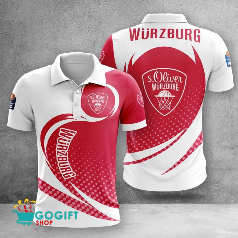 Würzburg Baskets Poloshirt Polka Dot Wellen Design