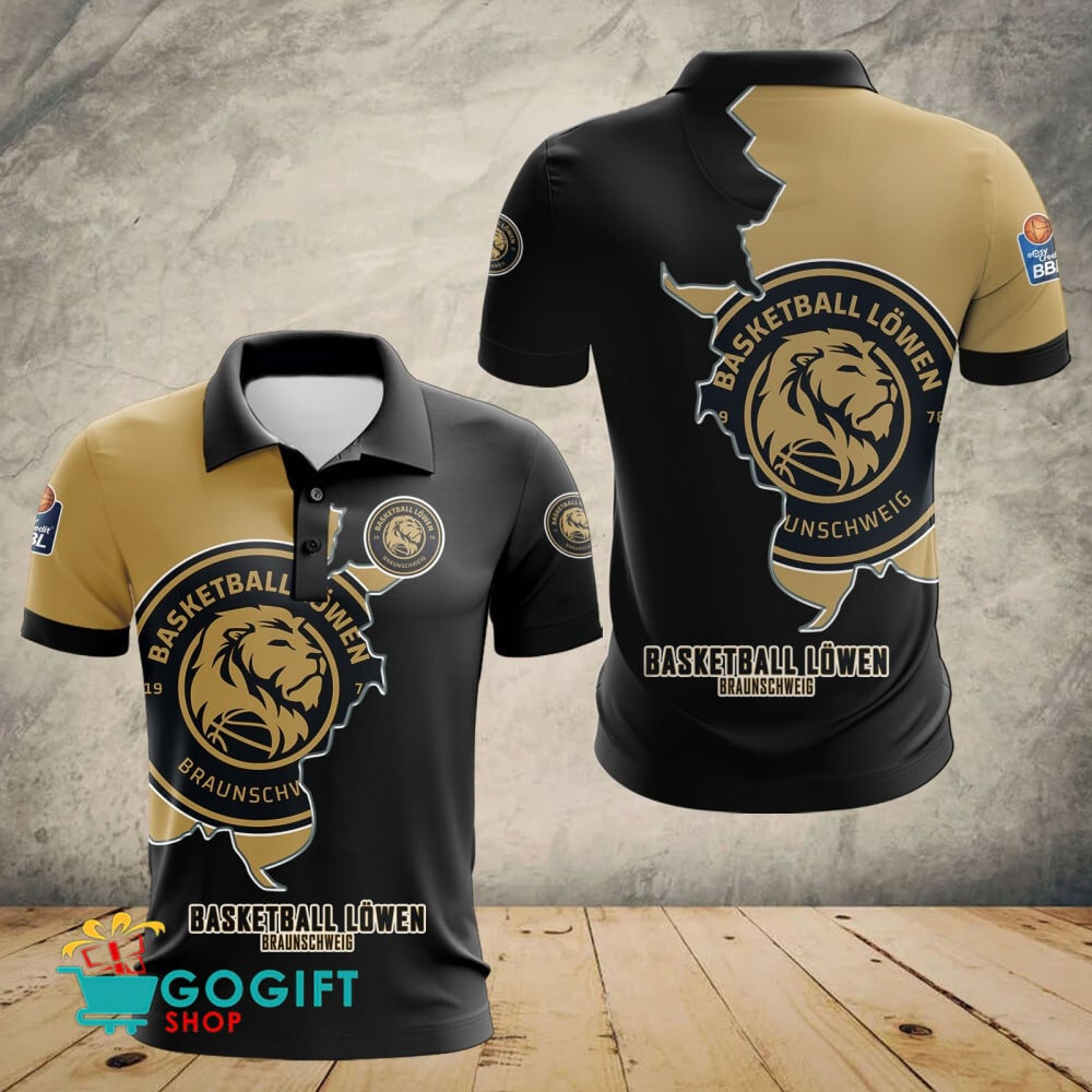 Basketball Löwen Braunschweig Poloshirt Riss Design Teamfarben