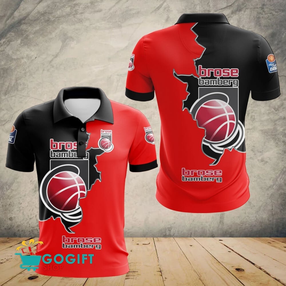 Brose Bamberg Poloshirt Riss Design Teamfarben