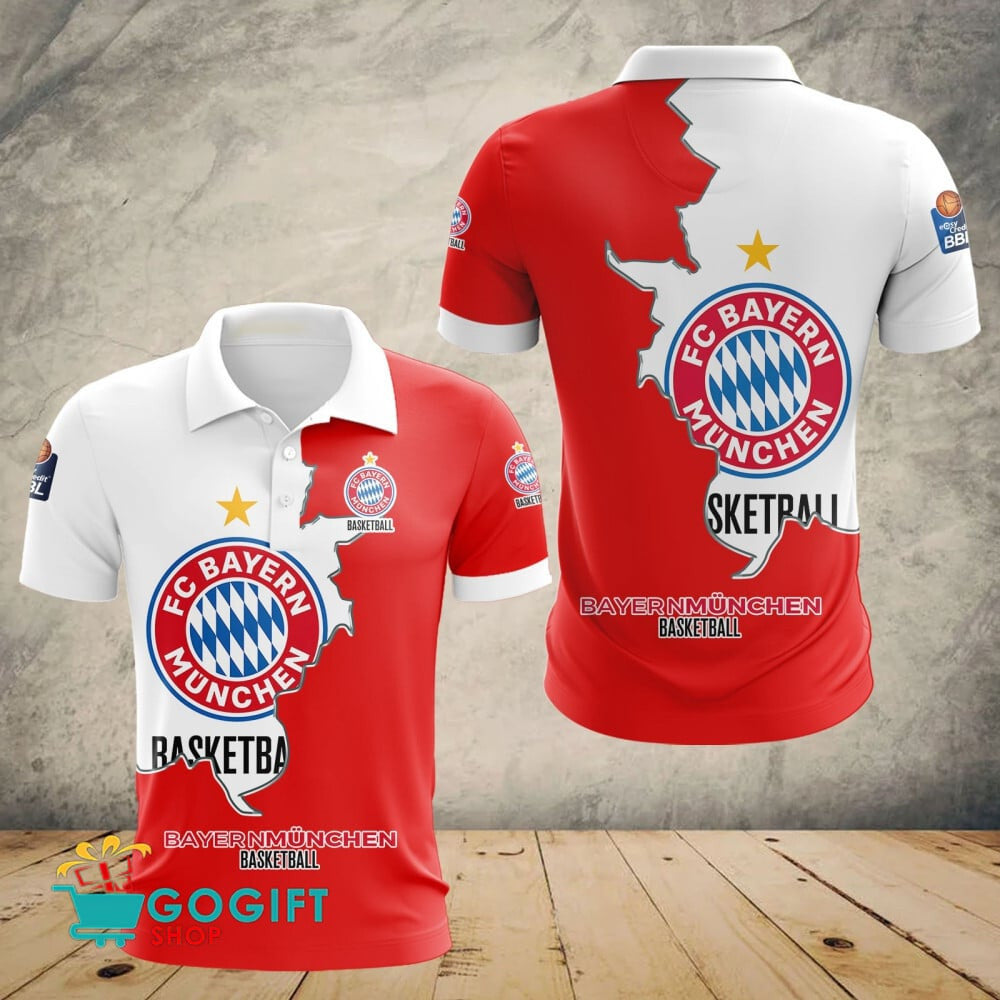 FC Bayern Munich Basketball Poloshirt Riss Design Teamfarbschema