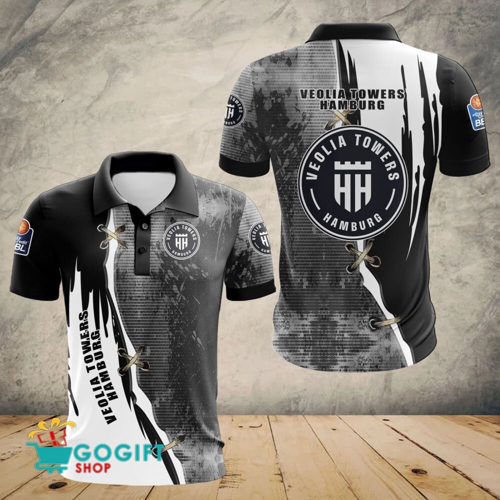 Veolia Towers Hamburg Poloshirt Patchwork Design Teamfarben