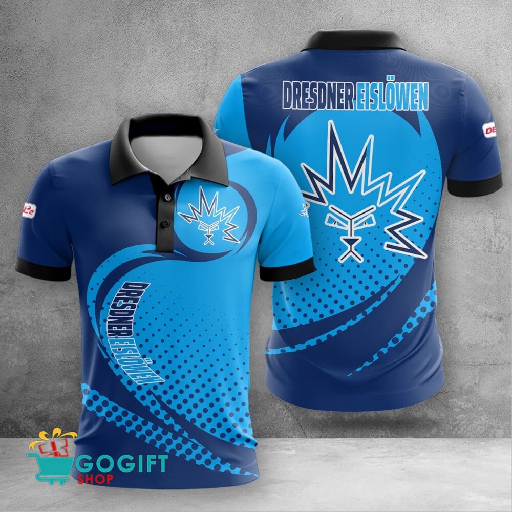 Dresdner Eislöwen Poloshirt Wellenpunkt Design