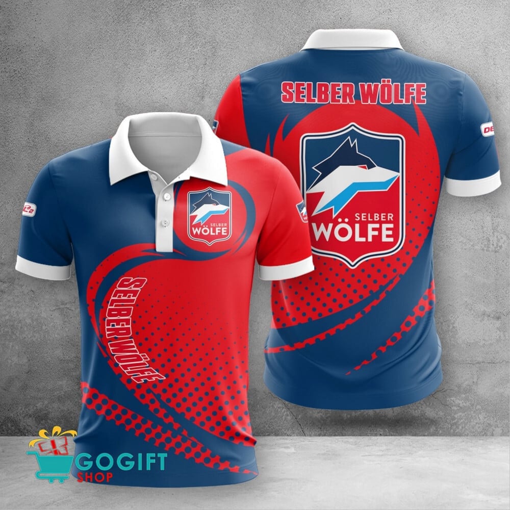 Selber Wölfe Poloshirt Wellenpunkt Design