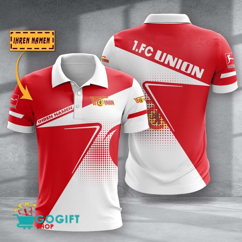 FC Union Berlin Poloshirt mit individuellem Namen Halbton Design