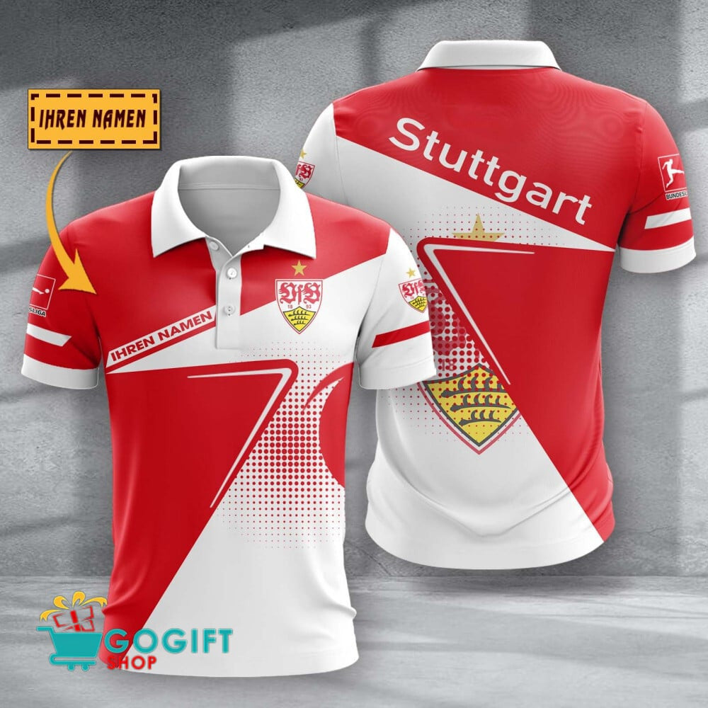 VfB Stuttgart Poloshirt Halbton Design mit individuellem Namen