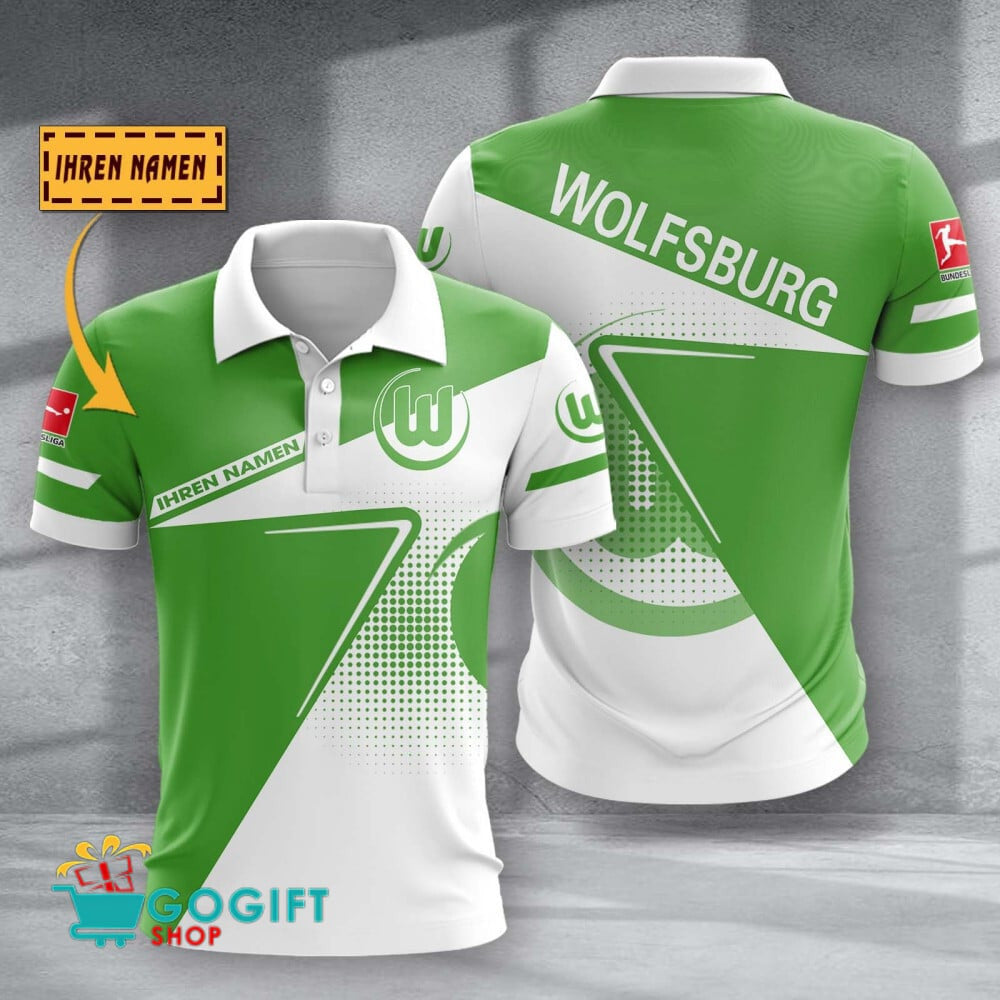 VfL Wolfsburg Poloshirt Halbton Design mit individuellem Namen