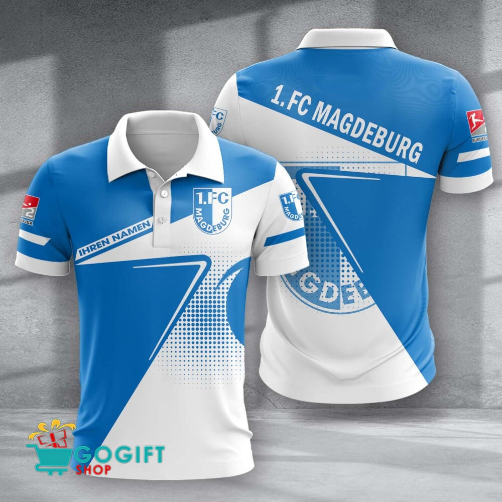 FC Magdeburg Poloshirt Halbton Design mit individuellem Namen