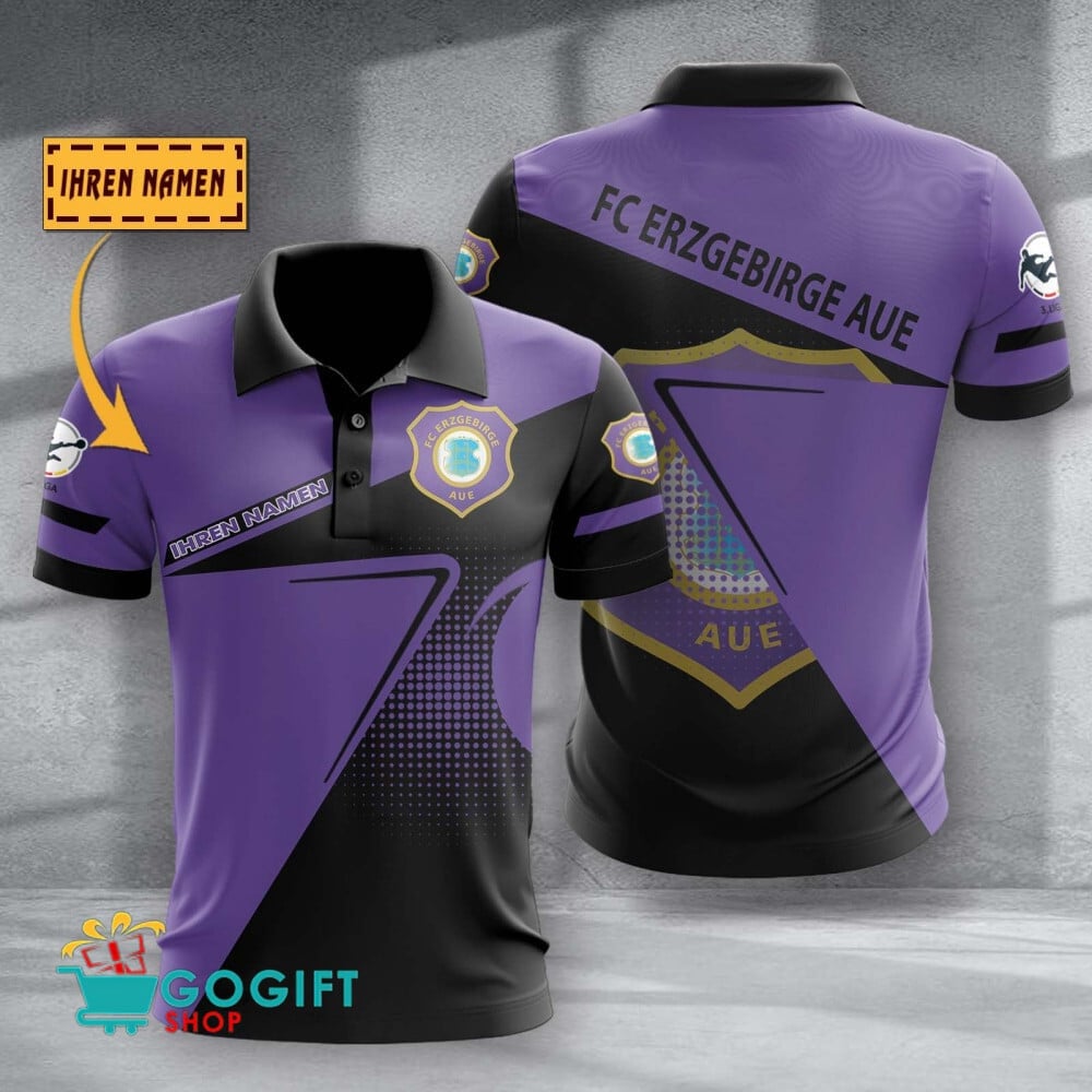 FC Erzgebirge Aue Poloshirt Halbton Design mit individuellem Namen