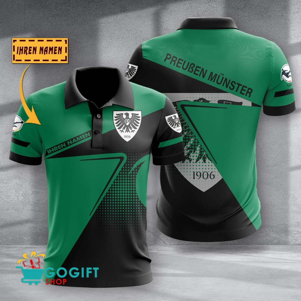 SC Preußen Münster Poloshirt Halbton Design mit individuellem Namen