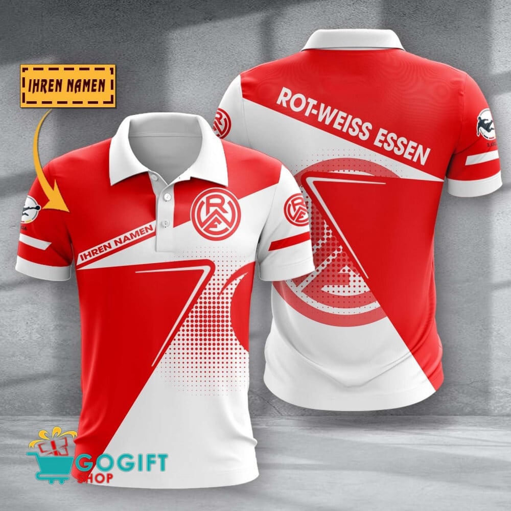 Rot Weiss Essen Poloshirt Halbton Design mit individuellem Namen