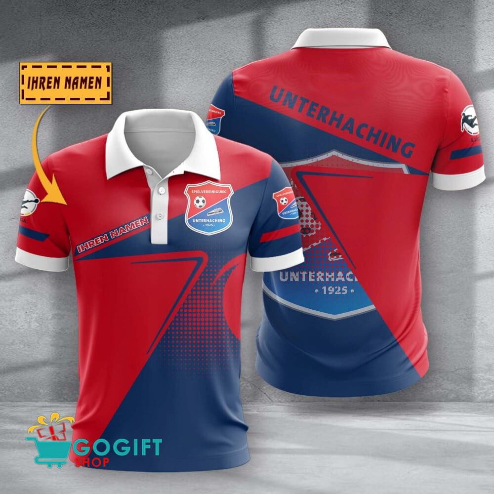 SpVgg Unterhaching Poloshirt Halbton Design mit individuellem Namen