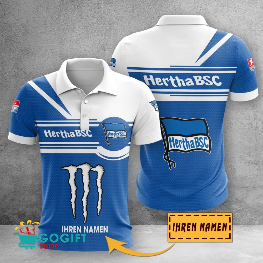 Hertha BSC Poloshirt mit individuellem Namen Zusammenarbeit mit Monster Energy