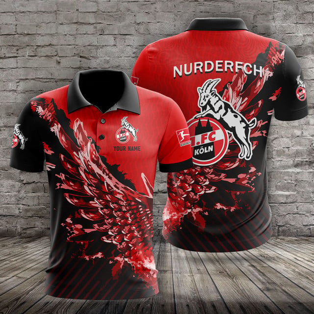 FC Köln Poloshirt Vogelflügel Design mit individuellem Namen