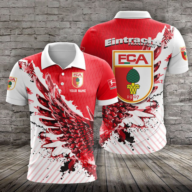 FC Augsburg Poloshirt Vogelflügel Design mit individuellem Namen