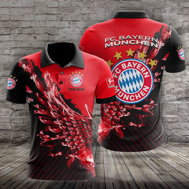 Bayern München Poloshirt Vogelflügel Design mit individuellem Namen