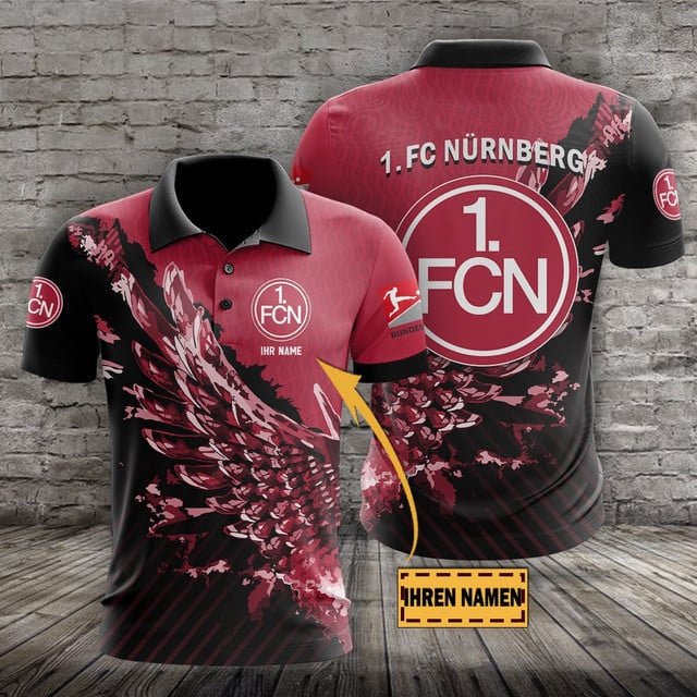 1. FC Nürnberg Poloshirt Vogelflügel Design mit individuellem Namen