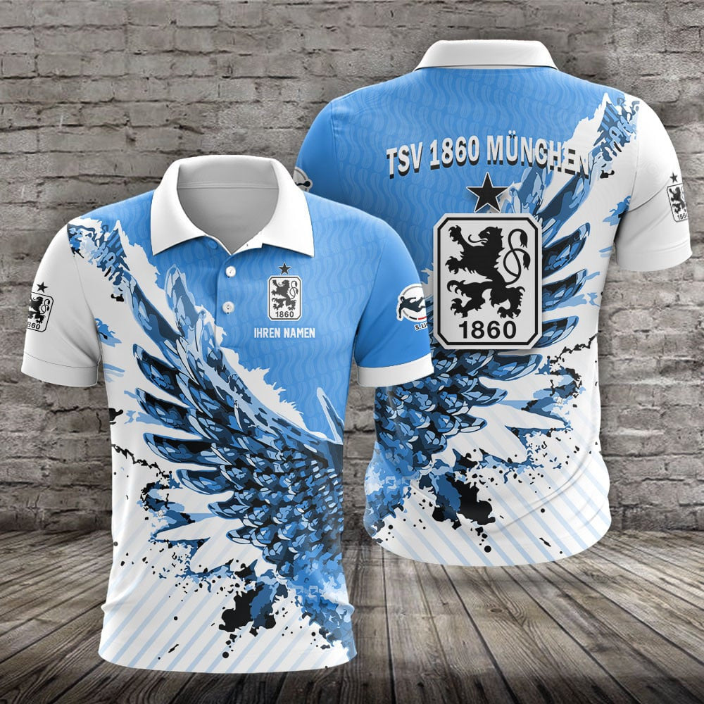 TSV 1860 München Poloshirt Vogelflügel Design mit individuellem Namen