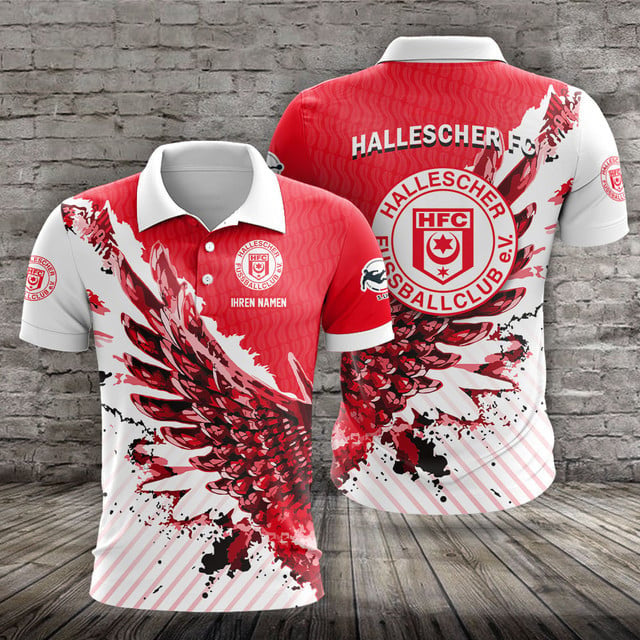 Hallescher FC Poloshirt Vogelflügel Design mit individuellem Namen