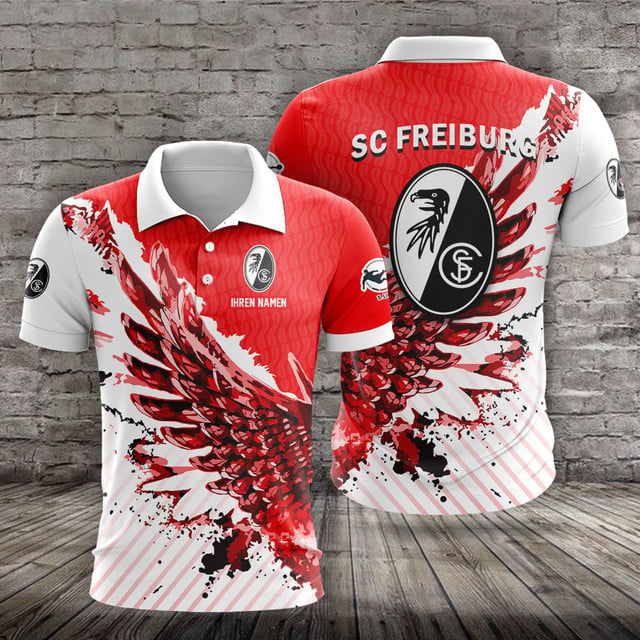 SC Freiburg II Poloshirt Vogelflügel Design mit individuellem Namen
