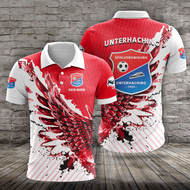 SpVgg Unterhaching Poloshirt Vogelflügel Design mit individuellem Namen
