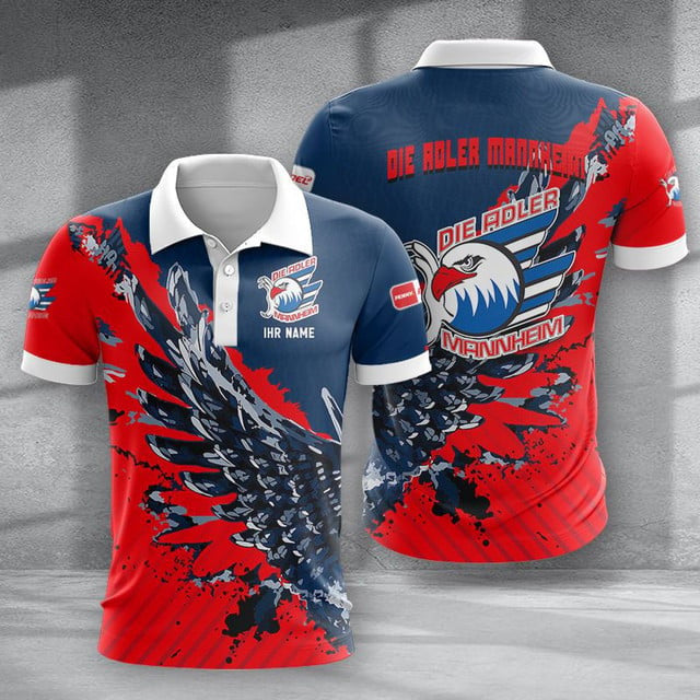 Adler Mannheim Poloshirt Vogelflügel Design mit individuellem Namen