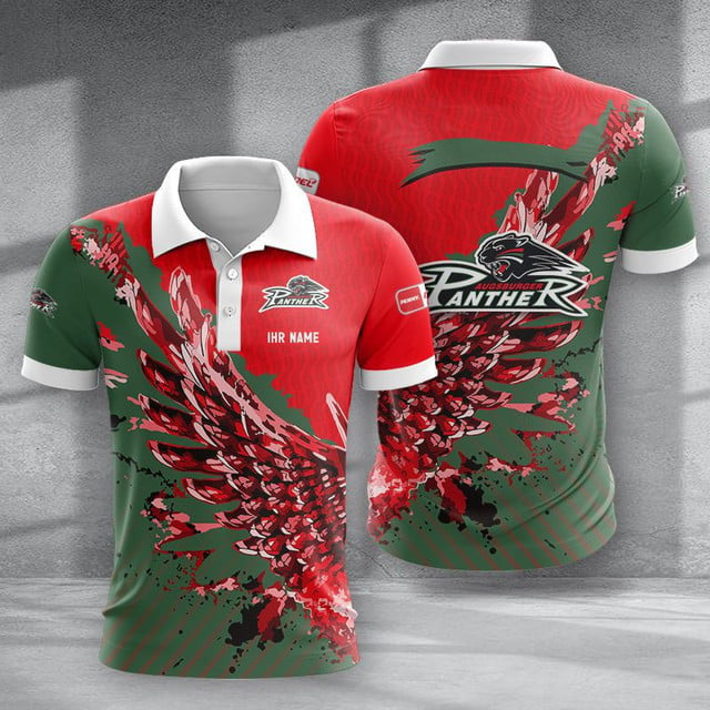 Augsburger Panther Poloshirt Vogelflügel Design mit individuellem Namen