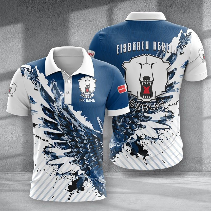 Eisbären Berlin Poloshirt Vogelflügel Design mit individuellem Namen