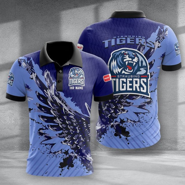 Straubing Tigers Poloshirt Vogelflügel Design mit individuellem Namen