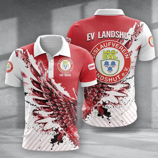 EV Landshut Poloshirt Vogelflügel Design mit individuellem Namen