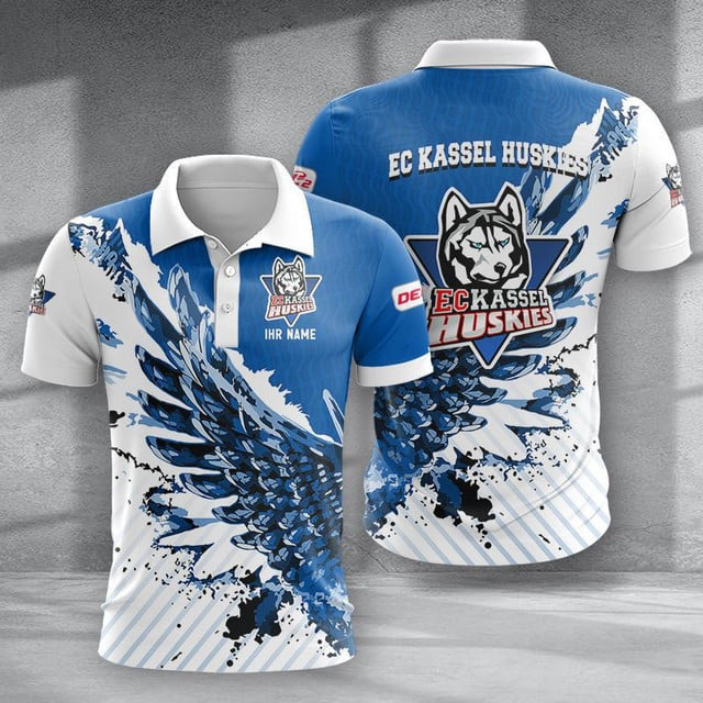 EC Kassel Huskies Poloshirt Vogelflügel Design mit individuellem Namen