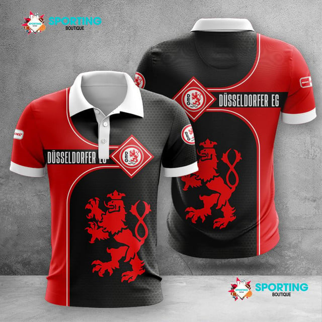 Düsseldorfer EG Poloshirt Waben Design Teamfarben