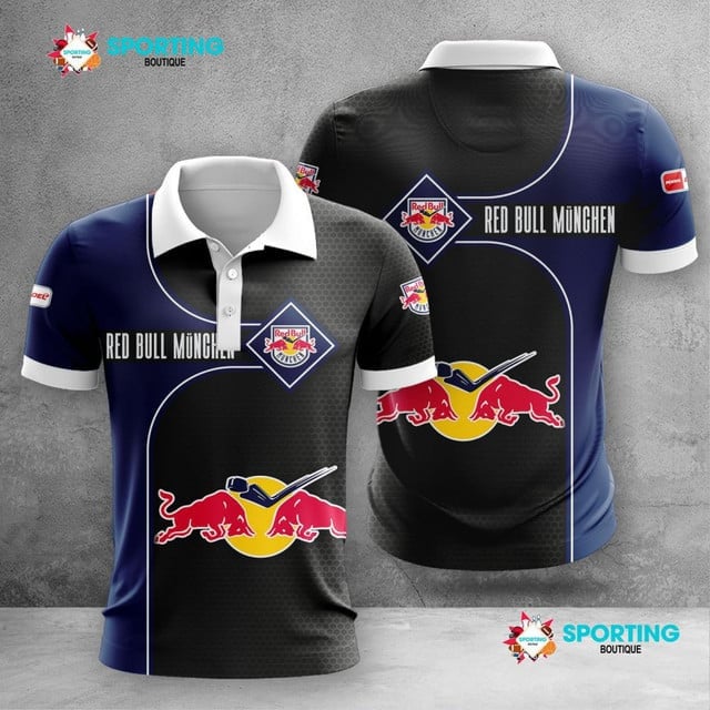 EHC Red Bull München Poloshirt Waben Design mit Teamfarbenkombination