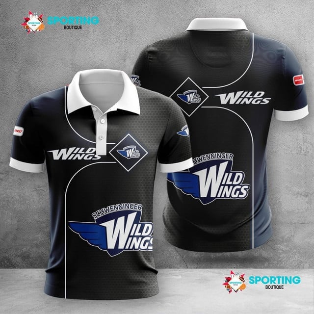 Schwenninger Wild Wings Poloshirt Waben Design mit Teamfarben
