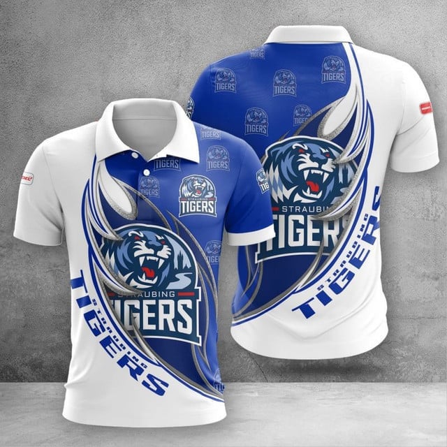 Straubing Tigers Poloshirt Farbkombination des Feuermuster Teams